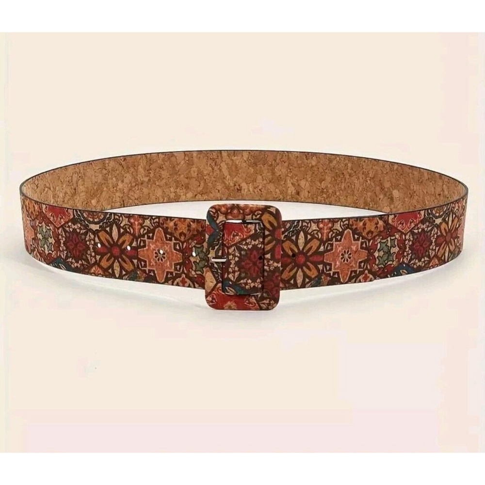 Boho Belt Buckle M L XL XXL Floral Belt Brown Paisley Vintage Hippie style
